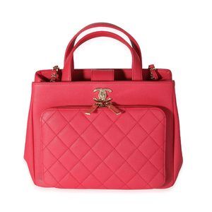 Chanel Red Caviar Quilted Small Business Affinity Shopping Bag